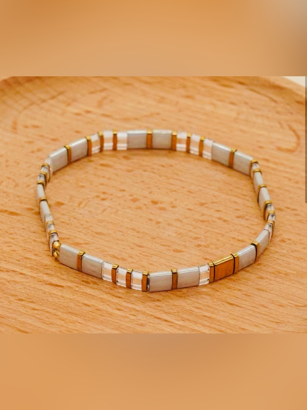 New Multicolor Miyuki Tila Bead Stretch Bracelet - Stone & Glass Boho Jewelry